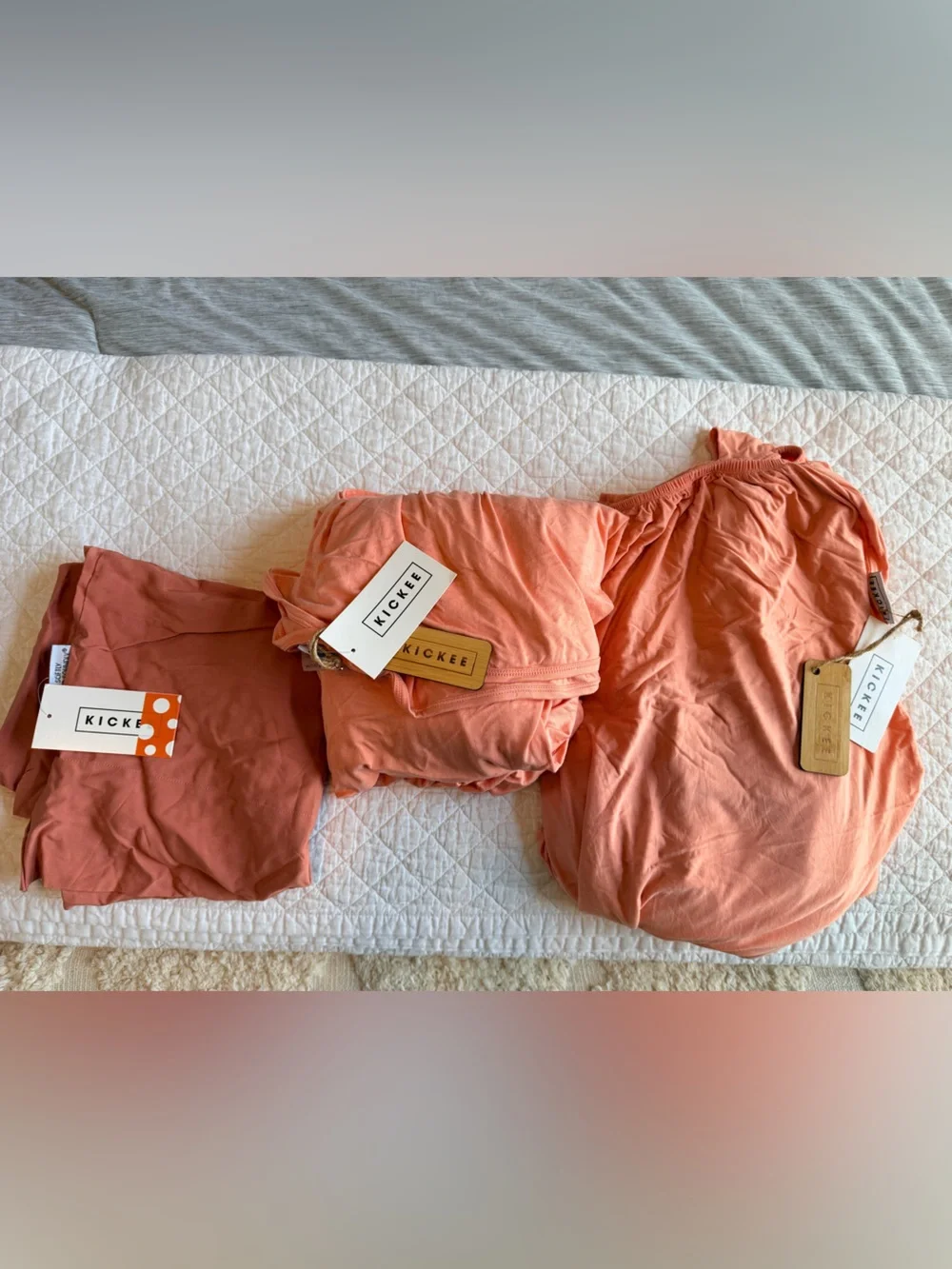 NWT KICKEE Twin Bedding Set - Bamboo Sheet, Throw Blanket, Woven Pillowcase